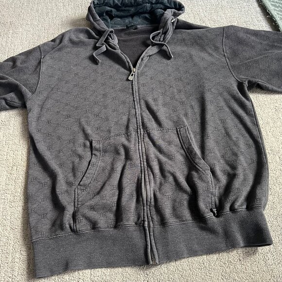 Vintage Plan B Skateboards A.O.P. Monogram Hoodie Sweatshirt Sz L Grey Y2K 90s - Picture 9 of 13